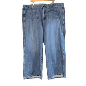 Old Navy Baggy Wide Leg Jeans Women's 22 Medium Wash Skater Pockets Retro Denim